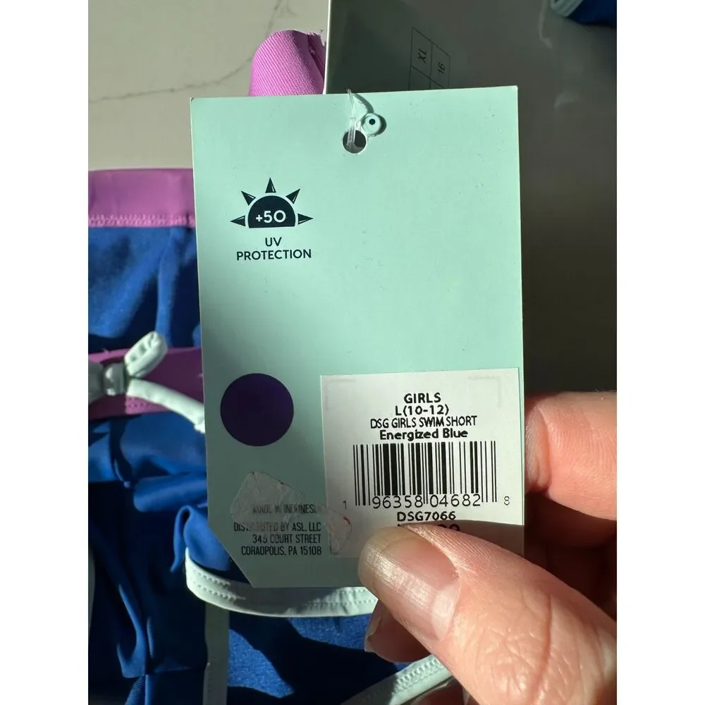 NWT DSG Girls Swim Short Energized Blue Size Large